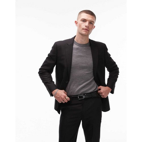 87JQ8RBLK Topman Skinny Fit 2-Button Jacket in Black