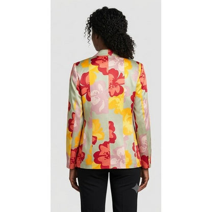 Benetton Satin Blazer in Pink/Red/Green Multi