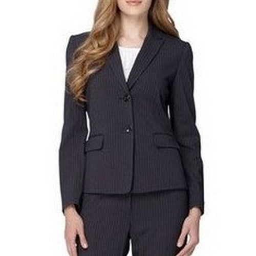 French Connection 2-Button Lightweight Virgin Wool Blazer in Dark Grey Pinstripe