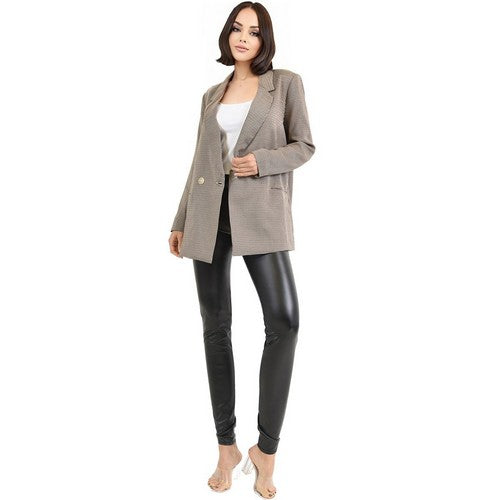 Double Breasted Blazer in Brown Houndstooth