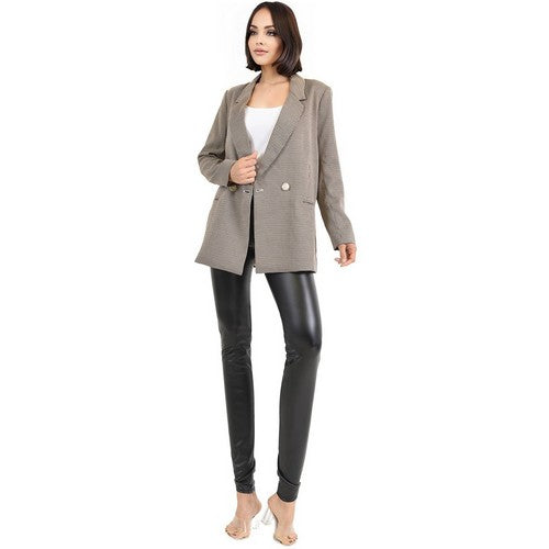 Double Breasted Blazer in Brown Houndstooth