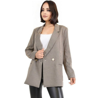 GK10020-2 Double Breasted Blazer in Brown