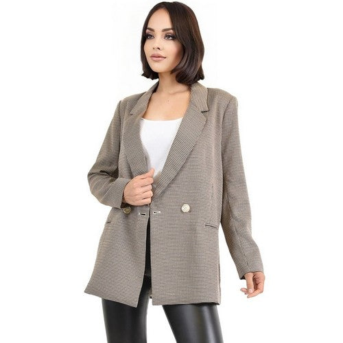 GK10020-2 Double Breasted Blazer in Brown