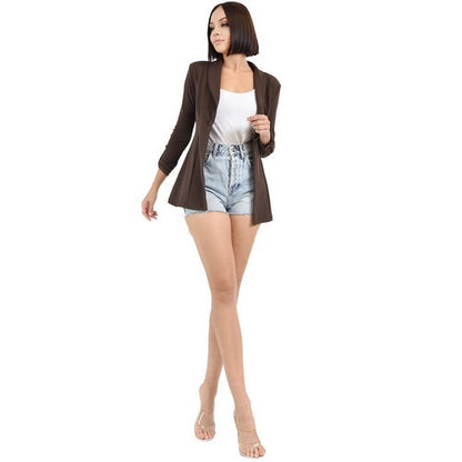 3/4 Tab Sleeve One Button Blazer in Cocoa