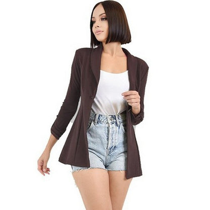 3/4 Tab Sleeve One Button Blazer in Cocoa