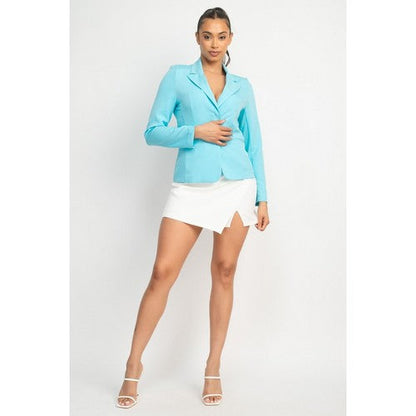Single-Breasted Notch Blazer in Aqua