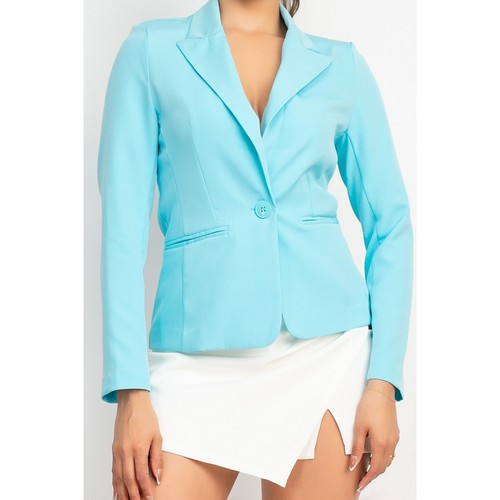 Single-Breasted Notch Blazer in Aqua