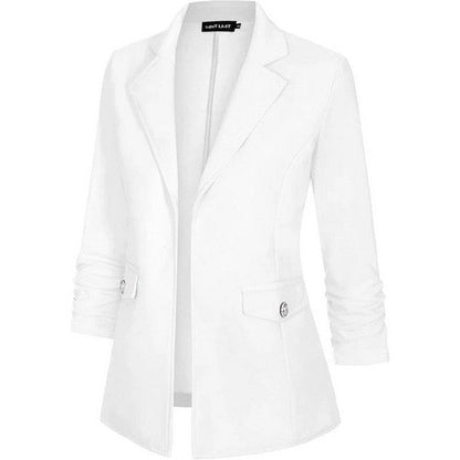 Mint Limit Open Front Gold Button Soft Jacket in White