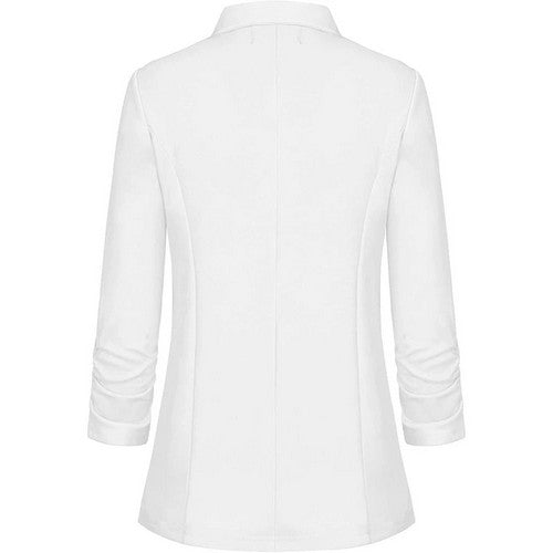 Mint Limit Open Front Gold Button Soft Jacket in White