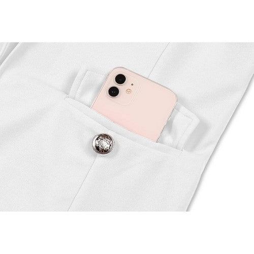 Mint Limit Open Front Gold Button Soft Jacket in White