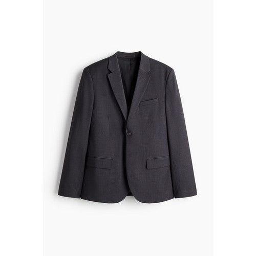 GU Slim Fit Soft 2-Button Jacket in Charcoal Grey
