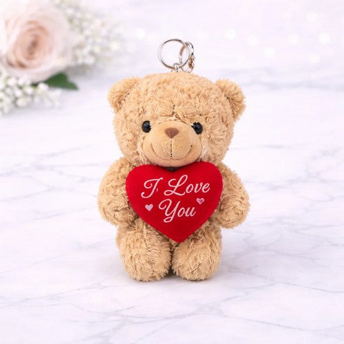I Love you Bear Keychain in Brown