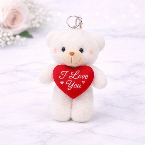 I Love you Bear Keychain in White