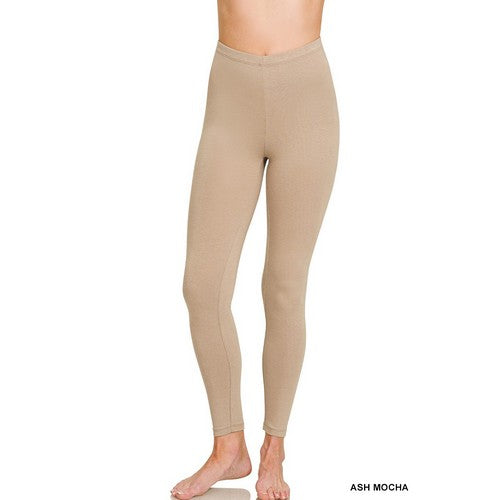 OP-1851M8 Premium Cotton Full Length Leggings in Ash Mocha