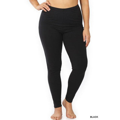 Premium Cotton Full Length Leggings in Black