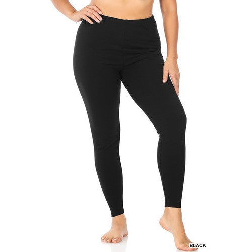 Premium Cotton Full Length Leggings in Black