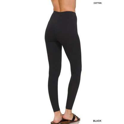 Premium Cotton Full Length Leggings in Black