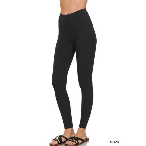 Premium Cotton Full Length Leggings in Black