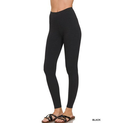 Premium Cotton Full Length Leggings in Black