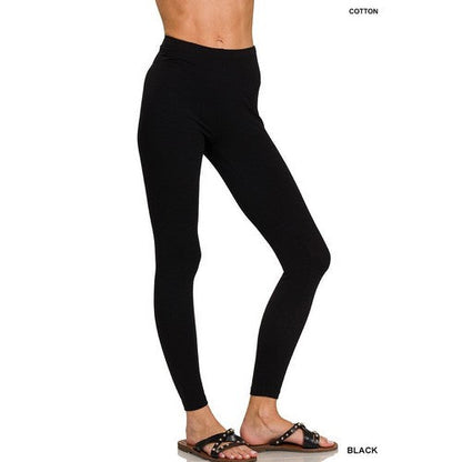 Premium Cotton Full Length Leggings in Black