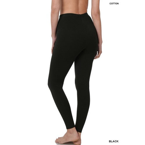 Premium Cotton Full Length Leggings in Black