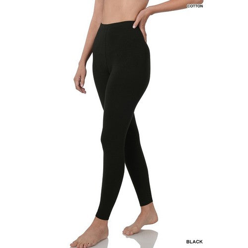 Premium Cotton Full Length Leggings in Black
