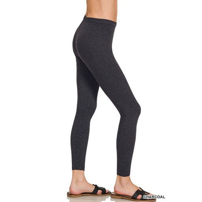 Premium Cotton Full Length Leggings in Charcoal