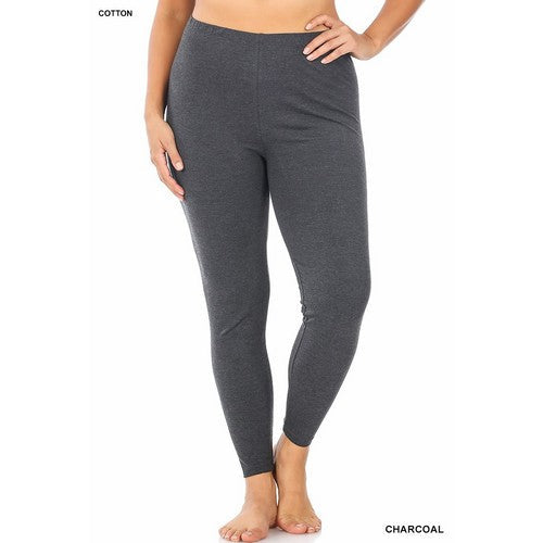 Premium Cotton Full Length Leggings in Charcoal