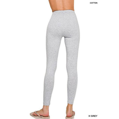 Premium Cotton Full Length Leggings in Heather Grey