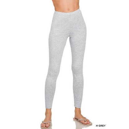 Premium Cotton Full Length Leggings in Heather Grey