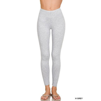 OP-1851M8 Premium Cotton Full Length Leggings in Heather Grey
