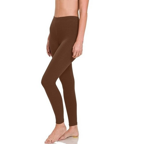 OP-1851M8 Premium Cotton Full Length Leggings in Mahogany