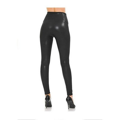 Faux Leather High Waist Leggings in Black