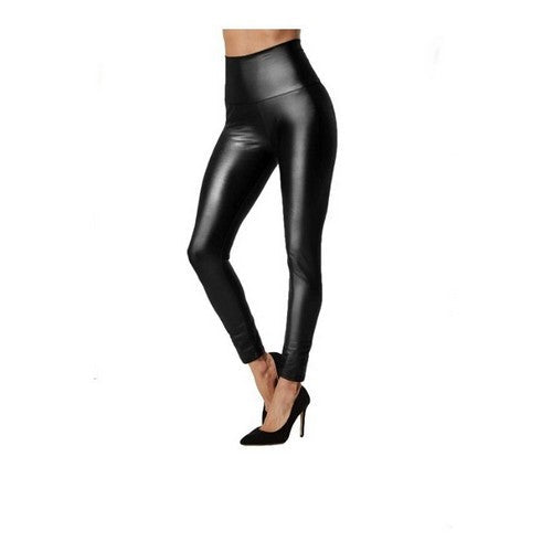 Pant-PU1010-C-C Faux Leather Leggings in Black