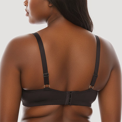 Extra Coverage Pleat Underwire Bra in Black