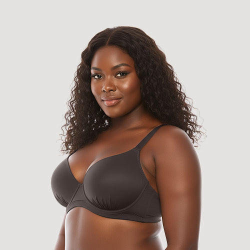 Extra Coverage Pleat Underwire Bra in Black