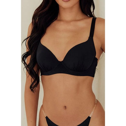 Extra Coverage Pleat Underwire Bra in Black
