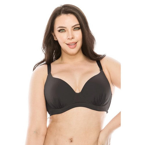 Extra Coverage Pleat Underwire Bra in Black