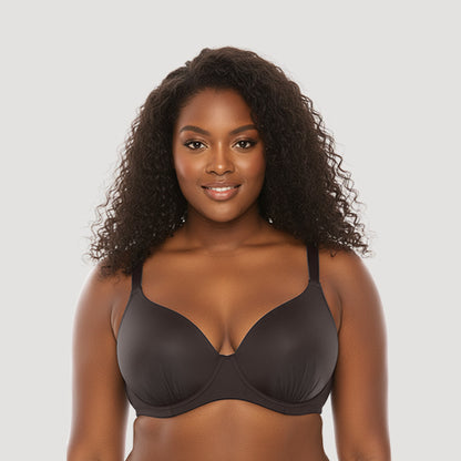 Extra Coverage Pleat Underwire Bra in Black