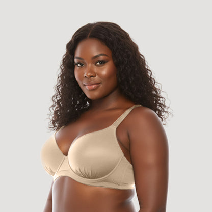 Extra Coverage Pleat Underwire Bra in Nude