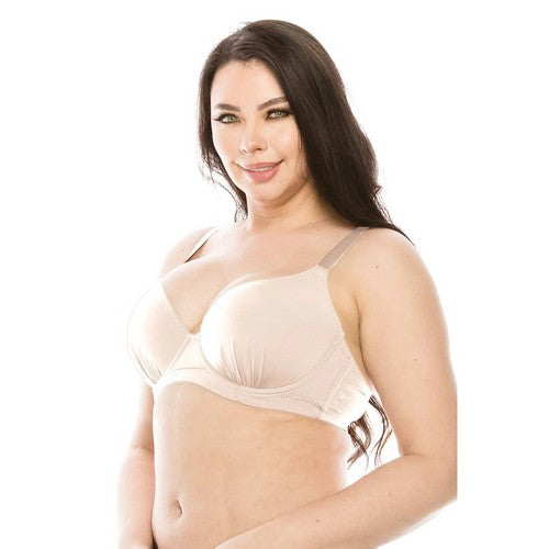 Extra Coverage Pleat Underwire Bra in Nude