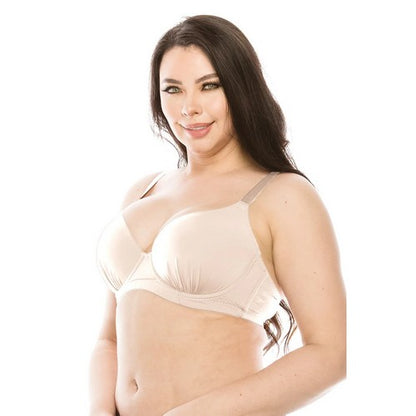Extra Coverage Pleat Underwire Bra in Nude