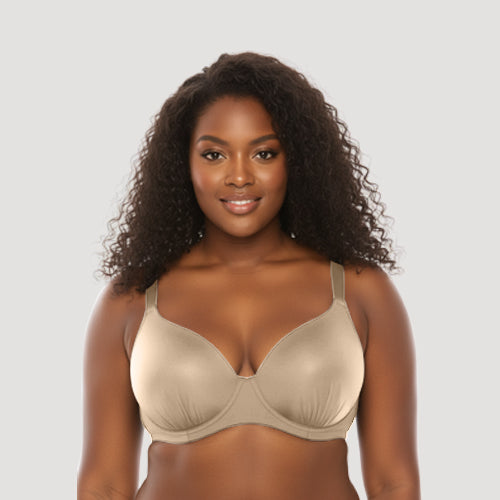 Extra Coverage Pleat Underwire Bra in Nude