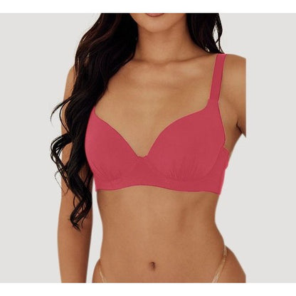 Extra Coverage Pleat Underwire Bra in Red Dahlia