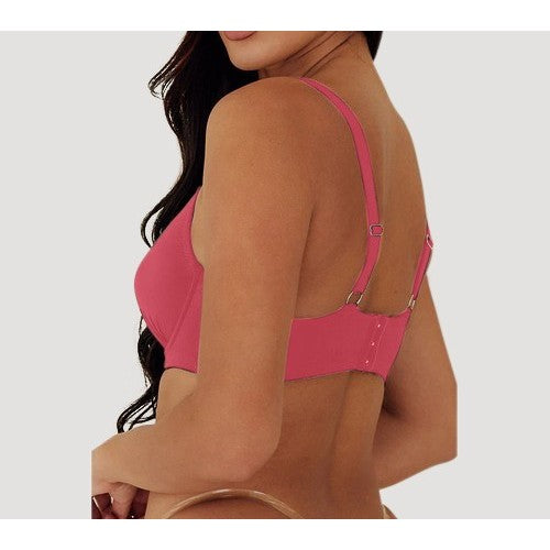 Extra Coverage Pleat Underwire Bra in Red Dahlia