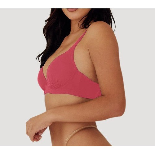 Extra Coverage Pleat Underwire Bra in Red Dahlia