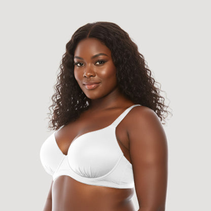 Extra Coverage Pleat Underwire Bra in White