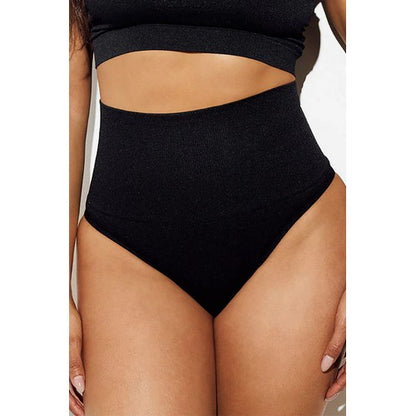 High Waist Shapewear Thong Panty in Black