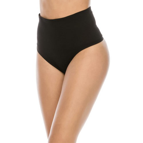 YM-72140-SMS High Waist Shapewear Thong Panty Black