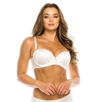 YM-89150-BRA-C01-BC Shiny Push Up Strapless Bra White